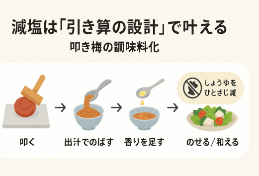 叩き梅の調味料化